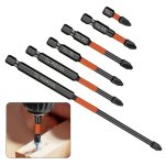6-PIECE Industrial PH2 Magnetic Screwdriver Bit Set - S2 Alloy Steel Anti-slip 1/4 Hex Shank 25-150MM Length