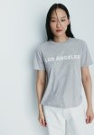 T-Shirt With A Motif - Grey Marl & Los Angeles