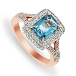 9CT Rose Gold Aspen Lake Diamond And Topaz Ring