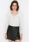Collar Knit Top - Ecru