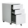 Steel 3 Drawer Inner Handle Mobile Pedestal Filing Cabinet Locker - White