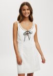 Cotton On Ribbon Broderie MINI Dress - White