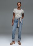 Abrasion Mid Rise Boyfriend Jeans