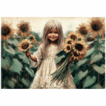 Tear Resistant Deco Print Sunflower Girl