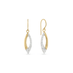 Yellow Gold & Sterling Silver Crystal Marquise Drop Earrings