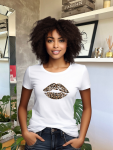 Leopard Kiss Fitted Tee - White - Medium