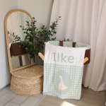 Fleece Blanket Cutesy Duck Goose Sage Green