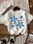 Star Print Crew Neck T-shirt Casual Short Sleeve Top For Spring & Summer Women's Clothing