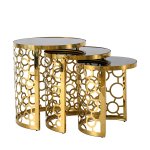 3 Piece Abstract Gold And Black Coffee Table