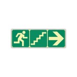 Sabs Running Man Right + Stairs Up Right + Arrow Photoluminescent Sign E18