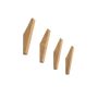 4 Piece Natural Wooden Wall Mounted Coat Hooks