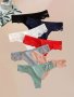 7pcs Solid Seamless Lace Ribbed Thongs Sexy Comfy Breathable Stretchy Intimates Panties Women's Lingerie & Underwear