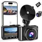 4K Dual Dash Cam Wifi Dash Cam With 64GB Card 4K+1080P Dash Camera With App Control For Cars Built-in G-sensor