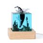 Humpback Whale Diving Resin Ornament 7-COLOR Wood Base Night Light
