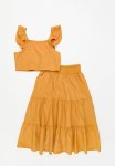 PoP Candy Cropped Top & Skirt Set - Orange