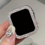 1PC Women's Shiny Rhinestone Decor Fashionable Glamorous Cute Hollowed Out Flashing Protective Watch Cases Compatible With Apple