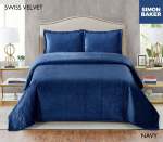 Simon Baker Swiss Velvet Bedspread - Navy Various Sizes - Queen - 250CM X 270CM Bedspread + 2 Pillowcases 50CM X 70CM + 5CM