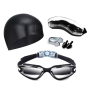 Adult Swimming Goggles Set With Cap Ear Plugs & Nose Clip 4-PIECE Kit