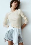 Sheer Ribbed Top - White