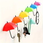 6 Pack Colorful Umbrella Wall Hooks Creative Decoration Key Hook Wall Mounted Hanging Adhesive Hooks Home Bedroom Wall Decor Aes