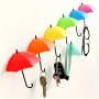 6 Pack Colorful Umbrella Wall Hooks Creative Decoration Key Hook Wall Mounted Hanging Adhesive Hooks Home Bedroom Wall Decor Aesthetic Room Decor