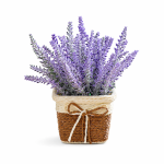 Artificial Lavender Plant In Woven Basket - Purple
