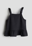 Bow-detail Peplum Top - Grey