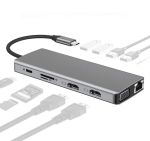 12 In 1 Type C Hub Adapter To 4K HDMI VGA RJ45 ETHERNET SD TF AUX F1509