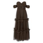 Chocolate Brown Tulle Tiered Dress