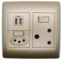 Socket Ysalis 1X3 & 1X2 Pin 2 USB Ports 4X4 Champagne