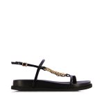 Leather Chain Sandal -black