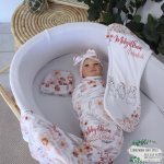 Wrap Set Swaddle Set Soft Boho Floral Bunny