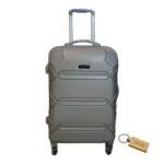 Smte Durableelegance: Smart And Stylish Travel Abs Suitcase Medium 65CM With Smte Keyring Silver With Keychain