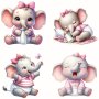 4PCS/SET Y2K The Warmest Elephant Baby Sleeping Stickers For Men Cartoon Animal Shaped Heat Transfer Sticker For Men Suitable For T-shirts Clothing Aprons Pillows