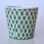 Green & White Crisscross Design Planter – 14X16CM