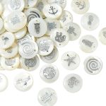 Airssory 60 Pcs 12-PATTERNS Natural Freshwater Shell Pendants Flat Round With Animal Fruit Ocean Mixed Pattern For Beading Jewel