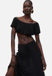 Draped Crop Top - Black