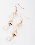 Goldair Gold Organic Beaded Drop Earrings