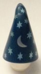 Parts Minifigure Headgear Hat Cone Drooping Wizard With Metallic Light Blue Stars And Silver Crescent Moon Pattern 17349PB02