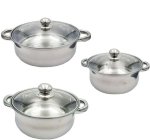 Condere CDH-004 6-PIECE Glass Lid Stainless Steel Cookware Set