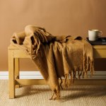 Woollen Blend Blanket Throw Taupe