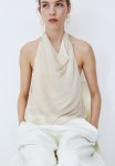 Satin Halterneck Top - Light Beige