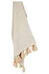Cotton Throw With Tassels - Natural - 210 X 130CM Natural With Embroidery
