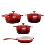 Authentic Cast Iron Dutch Oven Cookware Pot 7 Pieces Set