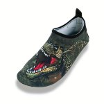 Cool Cartoon Dinosaur Barefoot Slip On Water Shoes Breathable Non Slip Quick Drying Wading Shoes For Boys And Girls Swimming Wal