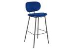 Sybil Velvet Bar Stool - Black Metal Frame - Olive