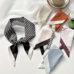 Elegant Narrow Long Scarves For Women Spring summer Versatile Skinny Scarf Black Striped Ribbon Hair Tie Bag Accessory Stylish N