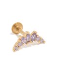 Goldair Gold Plated Surgical Steel Purple Cubic Zirconia Marquise Set Single Flat Back Stud