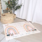 Twins Milestone Blanket Boho Rainbows And Drawing Bunnies And Wild Flowers