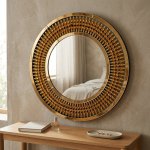 Crystal Teardrop Round Mirror Luxury Wall Decor